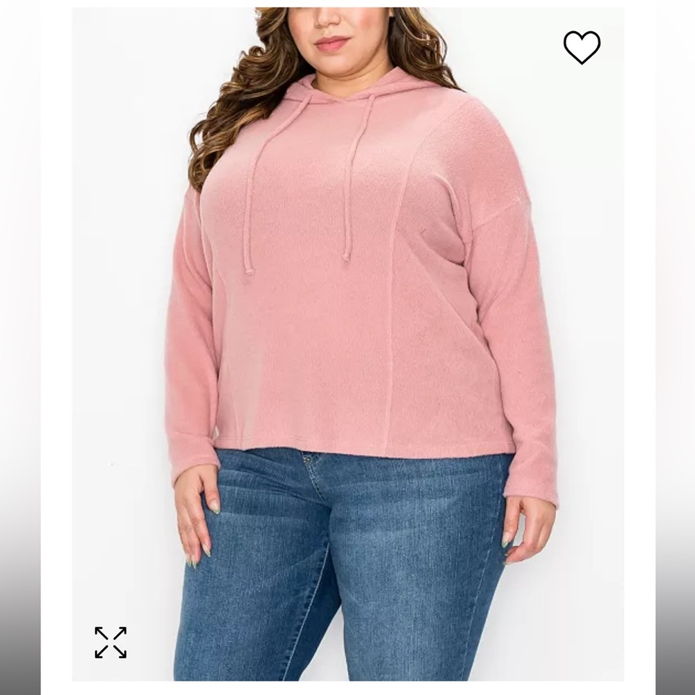 Coin 1809 Cozy Ribbed Lightweight Hoodie in Mauve